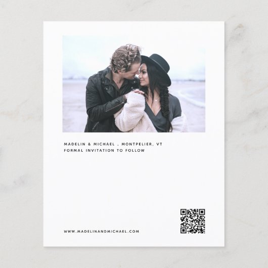 シンプル予算ウェディング日付を保存QRコードフォト チラシ