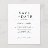 シンプル予算エレガント安い結婚式の日付を保存 チラシ (裏面)