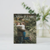 シンプル予算フォトウェディング日付の保存 案内ポストカード (スタンド正面)