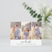 シンプル予算フォトウェディング日付の保存 案内ポストカード (スタンド正面)