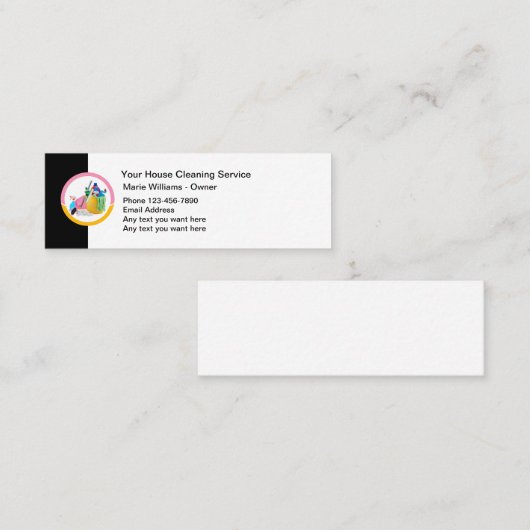 シンプル予算フレンドリーの清掃名刺 スキニー名刺 (正面/裏面)