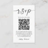 シンプル予算モダン結婚式RSVPオンラインQRコード エンクロージャーカード (正面)