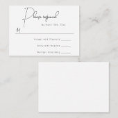 シンプル予算結婚の回答RSVPカード ノートカード (正面/裏面)