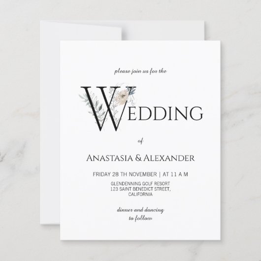 シンプル予算結婚式招待状 (正面)