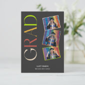 シンプル予算4フォトグルーヴィレトロ卒業 招待状 (スタンド正面)