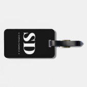 シンプル二モノグラムイニシャルレトロ白黒 ラゲッジタグ (裏面横)