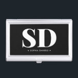 シンプル二モノグラムイニシャルレトロ白黒 名刺入れ<br><div class="desc">クラシックミニマルエレガント白黒2モノグラムモノグラムのイニシャル</div>