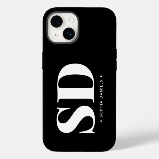 シンプル二モノグラムイニシャルレトロ白黒 Case-Mate iPhoneケース (裏面)