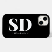 シンプル二モノグラムイニシャルレトロ白黒 Case-Mate iPhoneケース (裏面 (横))
