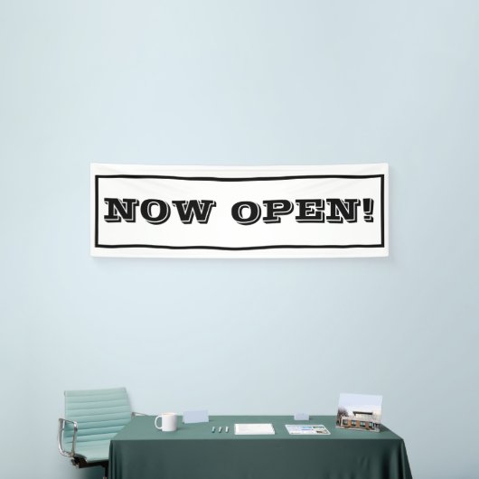 シンプル今オープン事業プロモーションタイポグラフィ 横断幕 (トレードショー)