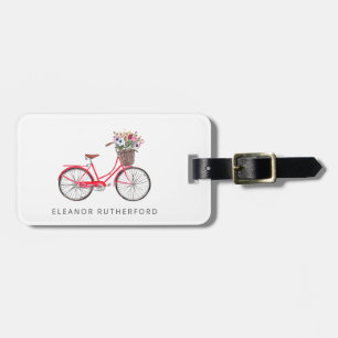 シンプル付き自転車(花のサイクリスト付パーソナライズされたき) ラゲッジタグ