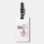 シンプル付き自転車(花のサイクリスト付パーソナライズされたき)  ラゲッジタグ (正面縦)