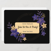 シンプル任意の大事な行事花パーティー 招待状 (正面/裏面)