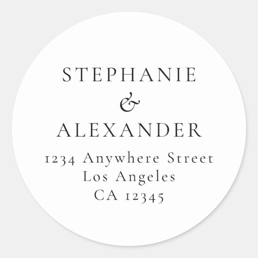 シンプル任意の色の名前結婚差出人住所 ラウンドシール (正面)