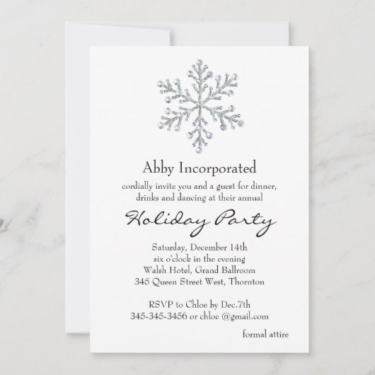 シンプル企業のエレガント&ホリデー・パーティー – ホワイト 招待状 (正面)