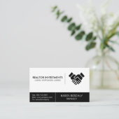 シンプル企業のハンドシェイク不動産仲介業者 名刺 (スタンド正面)