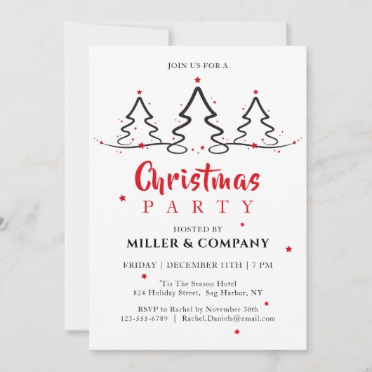 シンプル企業のパーティーレッドバッファロープレイド 招待状 (正面)