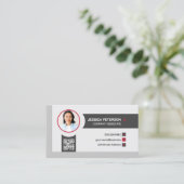 シンプル企業の | 女性プロフィール 名刺 (スタンド正面)