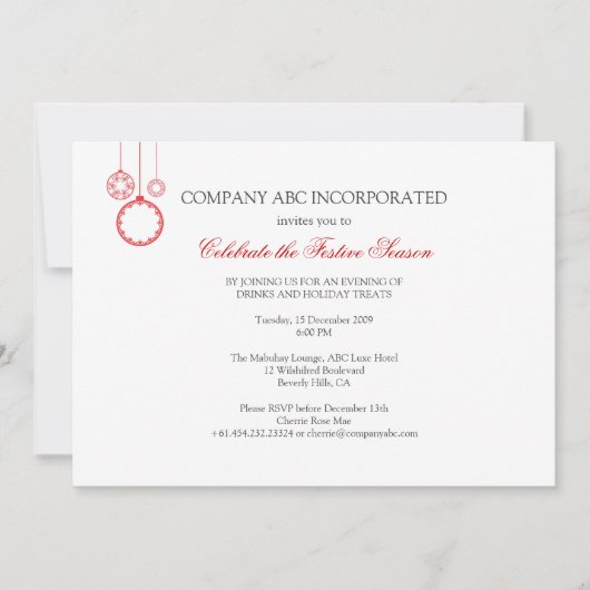 シンプル休企業の日パーティー 招待状 (正面)