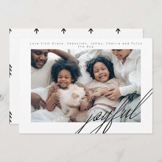 シンプル休日の喜びパーソナライズされた写真 シーズンカード (正面/裏面)