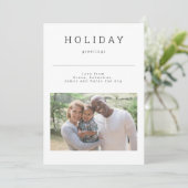 シンプル休日の挨拶フォトカパーソナライズされたード 招待状 (スタンド正面)
