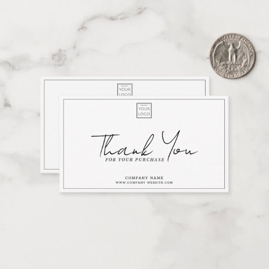 シンプル会社ロゴのプロモーションコードありがとう ノートカード (正面/裏面インサイチュ)