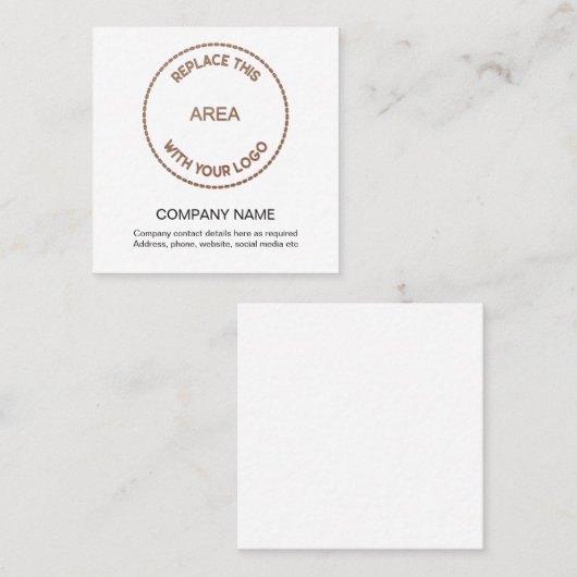 シンプル会社ロゴビジネス連絡詳細 スクエア名刺 (正面/裏面)