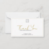 シンプル会社ロゴプロモーションコード金ゴールドありがとうございます ノートカード (正面)