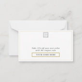 シンプル会社ロゴプロモーションコード金ゴールドありがとうございます ノートカード (裏面)