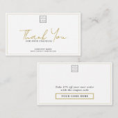 シンプル会社ロゴプロモーションコード金ゴールドありがとうございます ノートカード (正面/裏面)