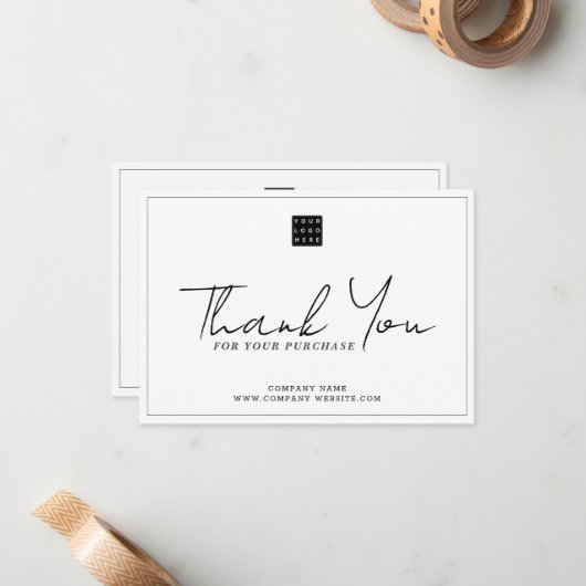 シンプル会社ロゴ割引コードありがとう ノートカード (正面/裏面インサイチュ)