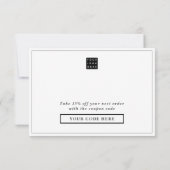 シンプル会社ロゴ割引コードありがとう ノートカード (裏面)