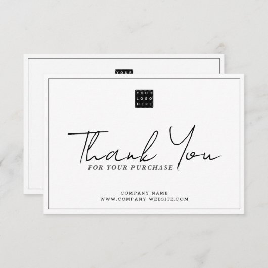 シンプル会社ロゴ割引コードありがとう ノートカード (正面/裏面)