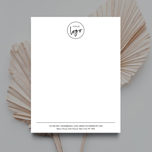 シンプル会社ロミニマルゴ白黒業務 レターヘッド (Simple, yet elegant, business logo letterhead design in black and white)