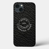 シンプル会社名ロゴブラックレザーフェイクエフェクト Case-Mate iPhoneケース (裏面)