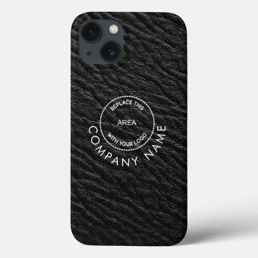 シンプル会社名ロゴブラックレザーフェイクエフェクト Case-Mate iPhoneケース (裏面)