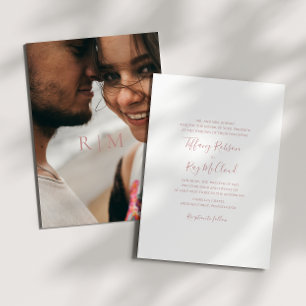シンプル伝統的エレガントバラ金ゴールド写真結婚s 招待状
