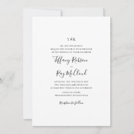 シンプル伝統的エレガントモノグ結婚ラム 招待状