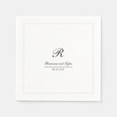 シンプル伝統的エレガント結婚モノグラム スタンダードカクテルナプキン (正面)