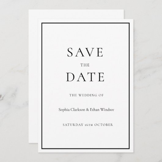 シンプル伝統的デジタル保存 招待状 (正面/裏面)