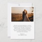 シンプル伝統的フォーマル写真クラシック結婚の サンキューカード (裏面)