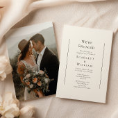 シンプル伝統的ミニマル写真婚約した 招待状
