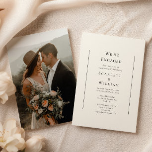 シンプル伝統的ミニマル写真婚約した 招待状