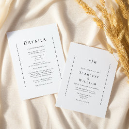 シンプル伝統的モノグラム結婚 招待状