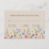 シンプル伝統的ワイルドフラワーRSVP エンクロージャーカード (正面)