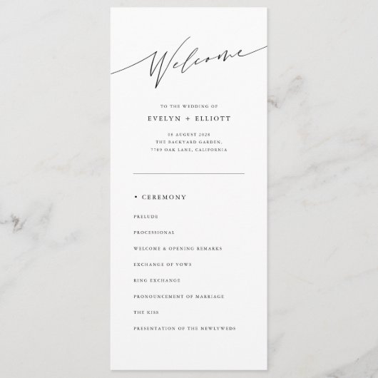 シンプル伝統的教の結婚儀式 プログラム (正面)