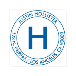 シンプル住所とイニシャルモノグラム セルフインキングスタンプ