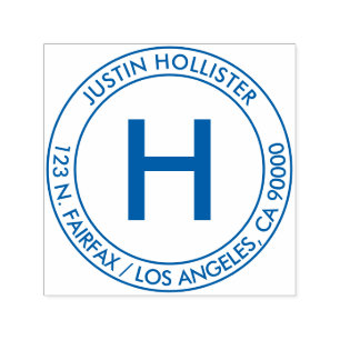 シンプル住所とイニシャルモノグラム セルフインキングスタンプ