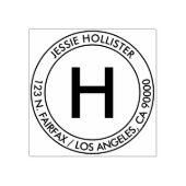 シンプル住所とイニシャルモノグラム ラバースタンプ (インプリント)