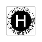 シンプル住所とイニシャルモノグラム#2 ラバースタンプ (インプリント)